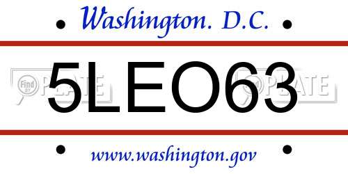 5LEO63 District Of Columbia License Plate