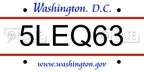 5LEQ63 District Of Columbia License Plate