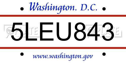 5LEU843 District Of Columbia License Plate