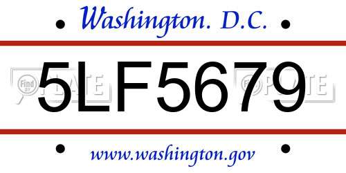 5LF5679 District Of Columbia License Plate