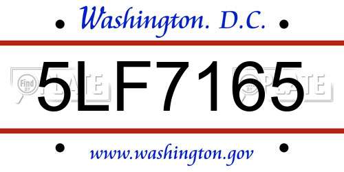 5LF7165 District Of Columbia License Plate