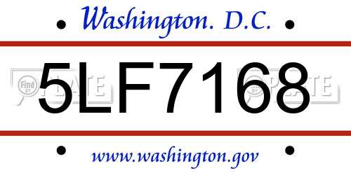 5LF7168 District Of Columbia License Plate