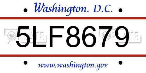 5LF8679 District Of Columbia License Plate