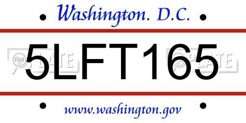 5LFT165 District Of Columbia License Plate
