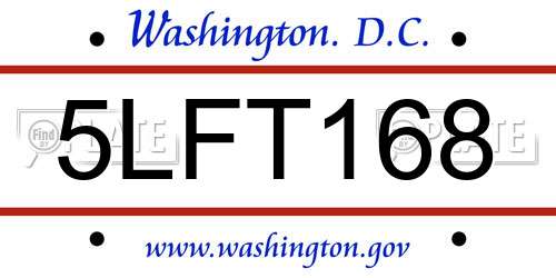 5LFT168 District Of Columbia License Plate