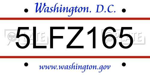 5LFZ165 District Of Columbia License Plate