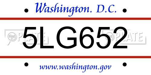 5LG652 District Of Columbia License Plate