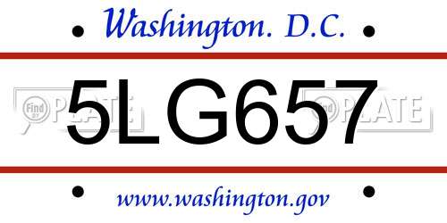 5LG657 District Of Columbia License Plate