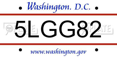 5LGG82 District Of Columbia License Plate