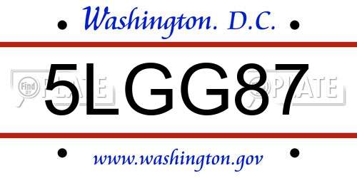 5LGG87 District Of Columbia License Plate