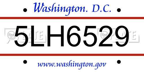 5LH6529 District Of Columbia License Plate