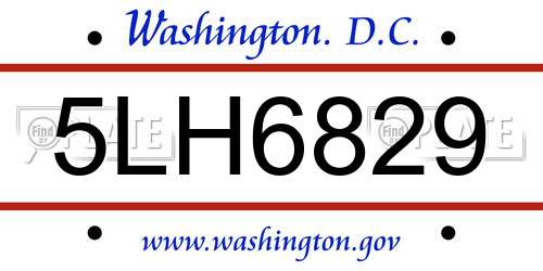 5LH6829 District Of Columbia License Plate