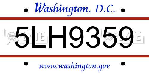 5LH9359 District Of Columbia License Plate