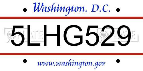 5LHG529 District Of Columbia License Plate