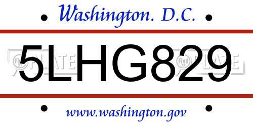 5LHG829 District Of Columbia License Plate