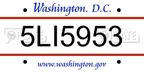 5LI5953 District Of Columbia License Plate