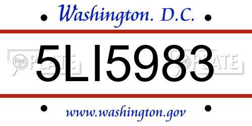 5LI5983 District Of Columbia License Plate
