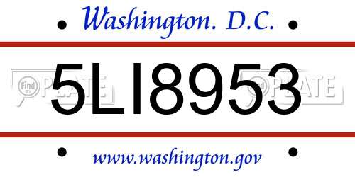 5LI8953 District Of Columbia License Plate