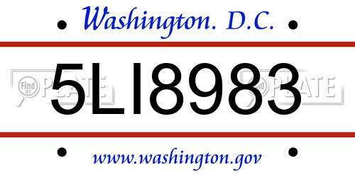 5LI8983 District Of Columbia License Plate