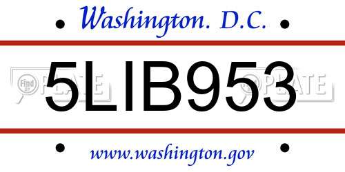 5LIB953 District Of Columbia License Plate