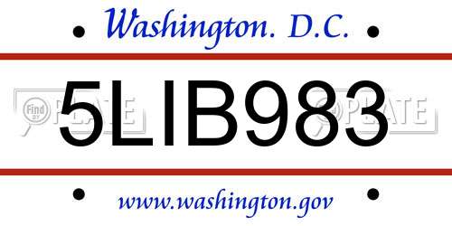 5LIB983 District Of Columbia License Plate