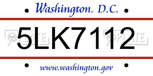 5LK7112 District Of Columbia License Plate