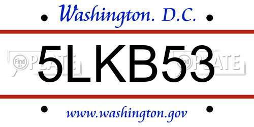 5LKB53 District Of Columbia License Plate