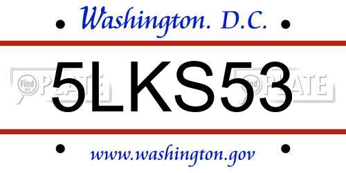 5LKS53 District Of Columbia License Plate