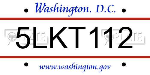 5LKT112 District Of Columbia License Plate
