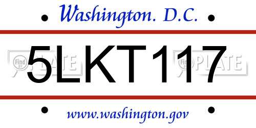 5LKT117 District Of Columbia License Plate