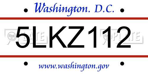 5LKZ112 District Of Columbia License Plate