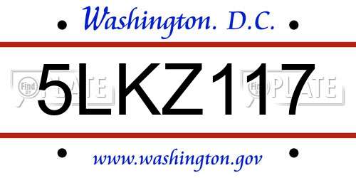 5LKZ117 District Of Columbia License Plate