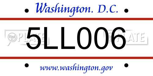 5LL006 District Of Columbia License Plate