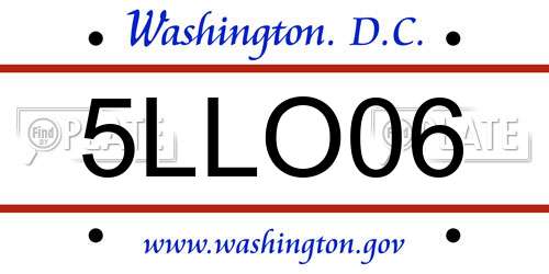 5LLO06 District Of Columbia License Plate