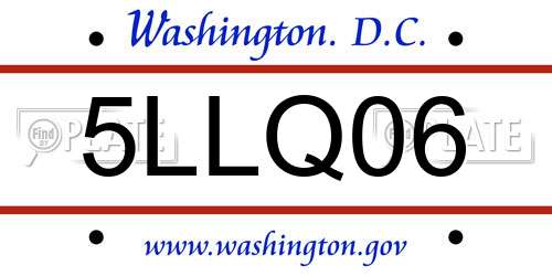 5LLQ06 District Of Columbia License Plate