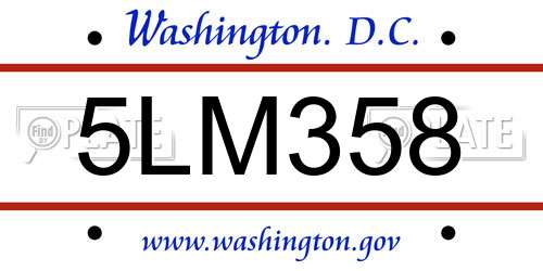 5LM358 District Of Columbia License Plate