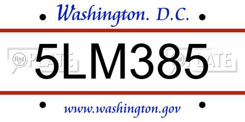 5LM385 District Of Columbia License Plate