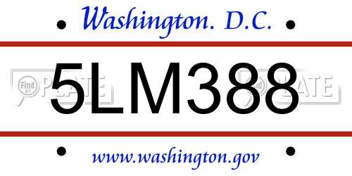5LM388 District Of Columbia License Plate