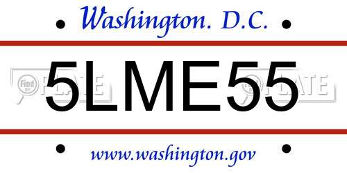 5LME55 District Of Columbia License Plate