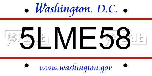 5LME58 District Of Columbia License Plate