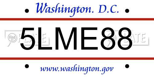 5LME88 District Of Columbia License Plate