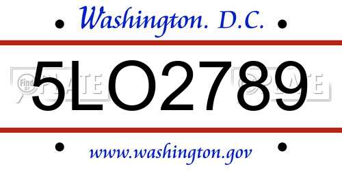 5LO2789 District Of Columbia License Plate