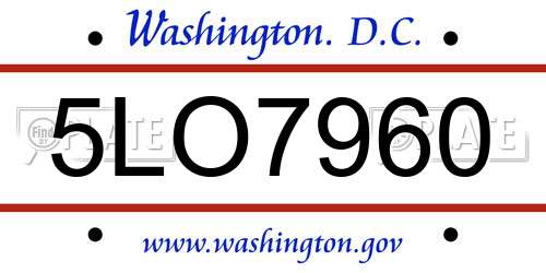 5LO7960 District Of Columbia License Plate