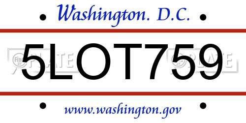 5LOT759 District Of Columbia License Plate