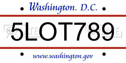 5LOT789 District Of Columbia License Plate