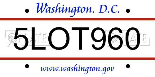5LOT960 District Of Columbia License Plate