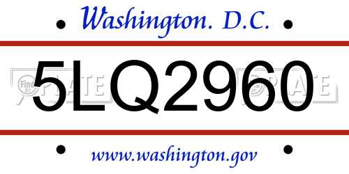 5LQ2960 District Of Columbia License Plate