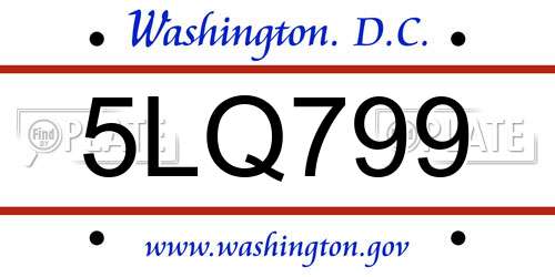 5LQ799 District Of Columbia License Plate