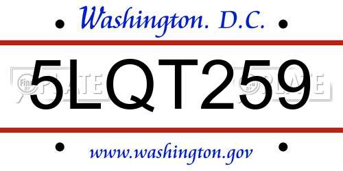 5LQT259 District Of Columbia License Plate