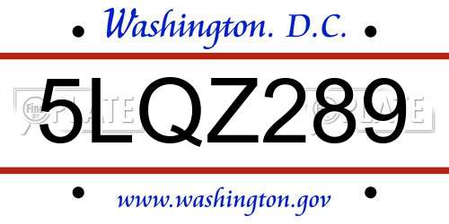 5LQZ289 District Of Columbia License Plate